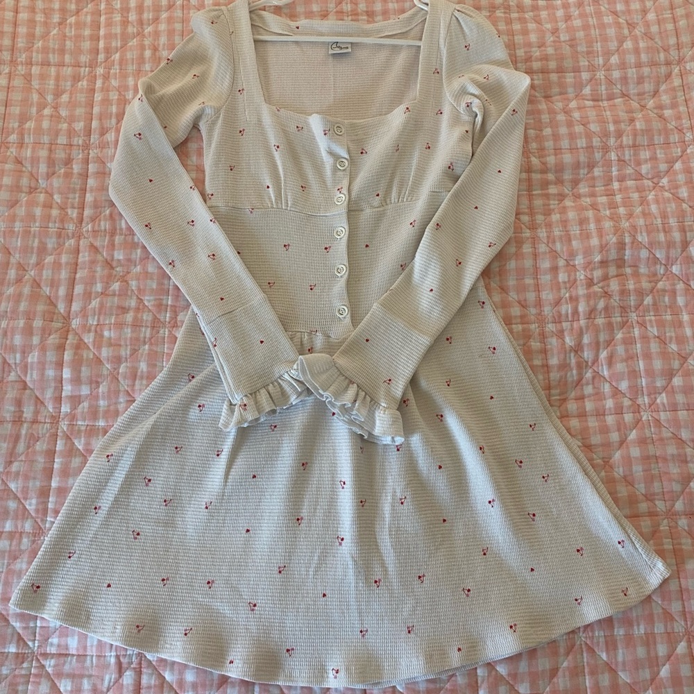 White Cherry Print Evewear Dress